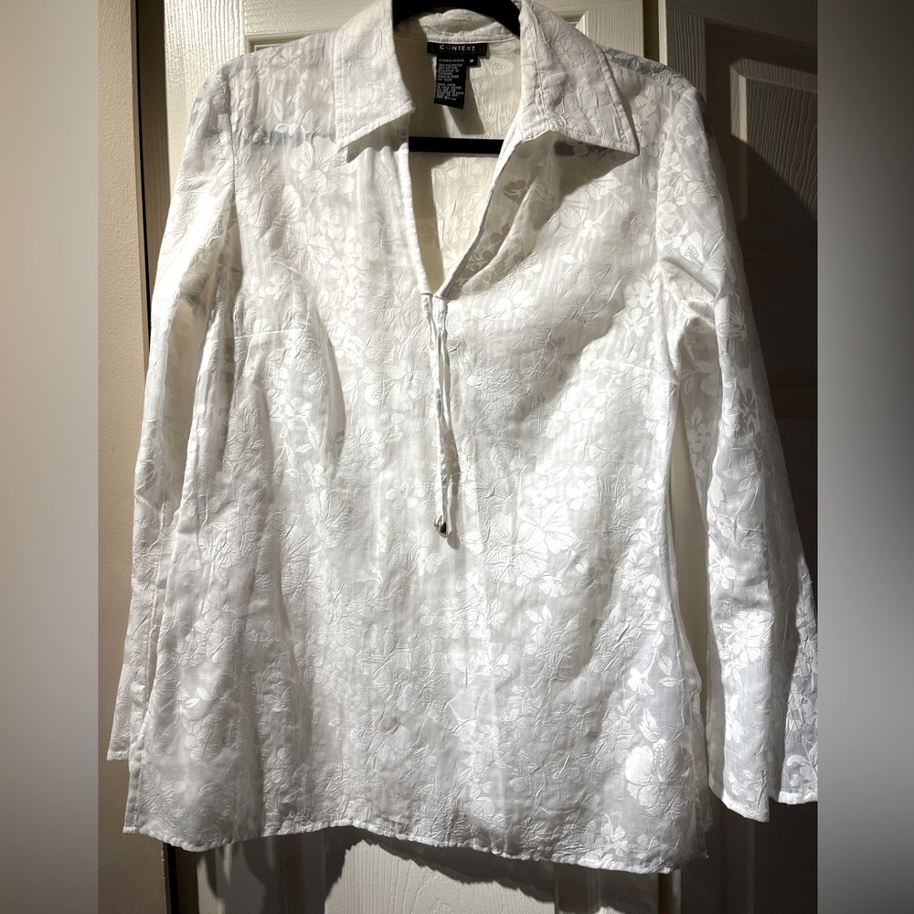 White cotton blend shirt Size 8